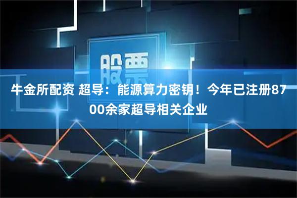 牛金所配资 超导：能源算力密钥！今年已注册8700余家超导相关企业